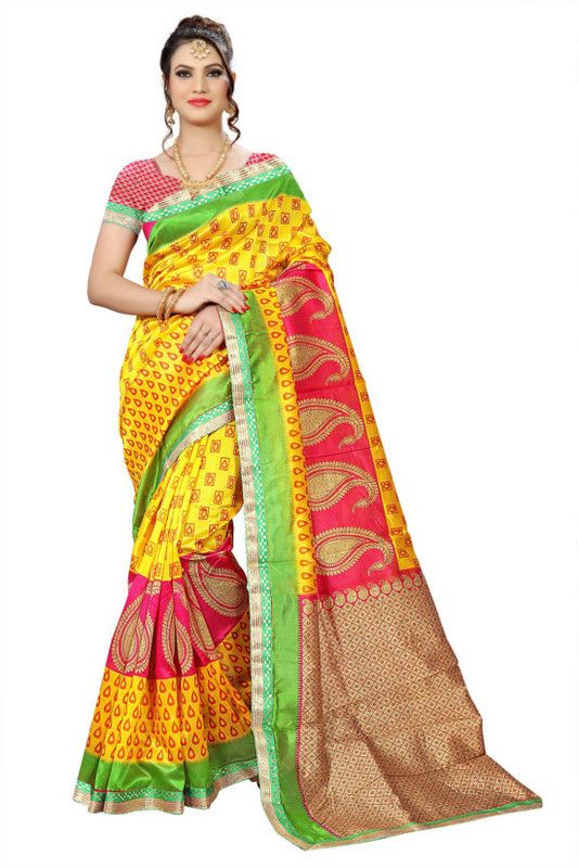 Mysore Art Silk Saree  (Yellow)