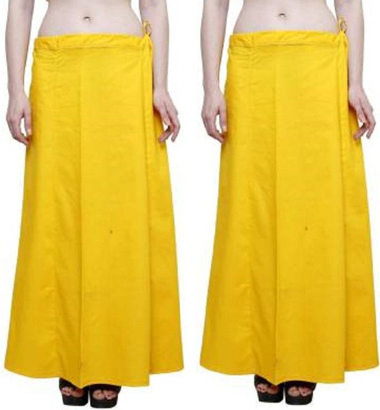 Queen Style 8 Part-Yellow (Pack of 2) Pure Cotton Petticoat  (Free)