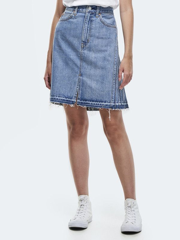 Women Self Design Pleated Blue Skirt