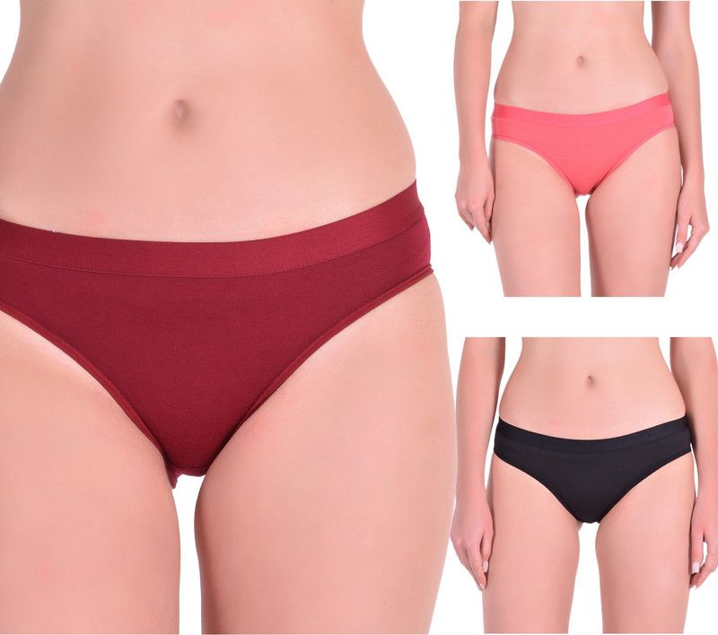 Pack of 3 Women Hipster Purple, Pink, Black Panty