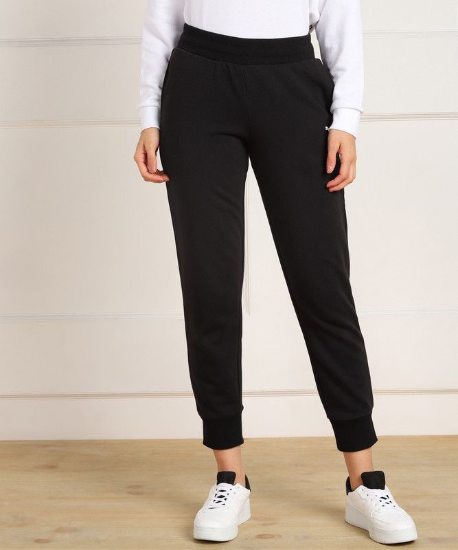 ESS Sweatpants Women Solid Black Track Pants