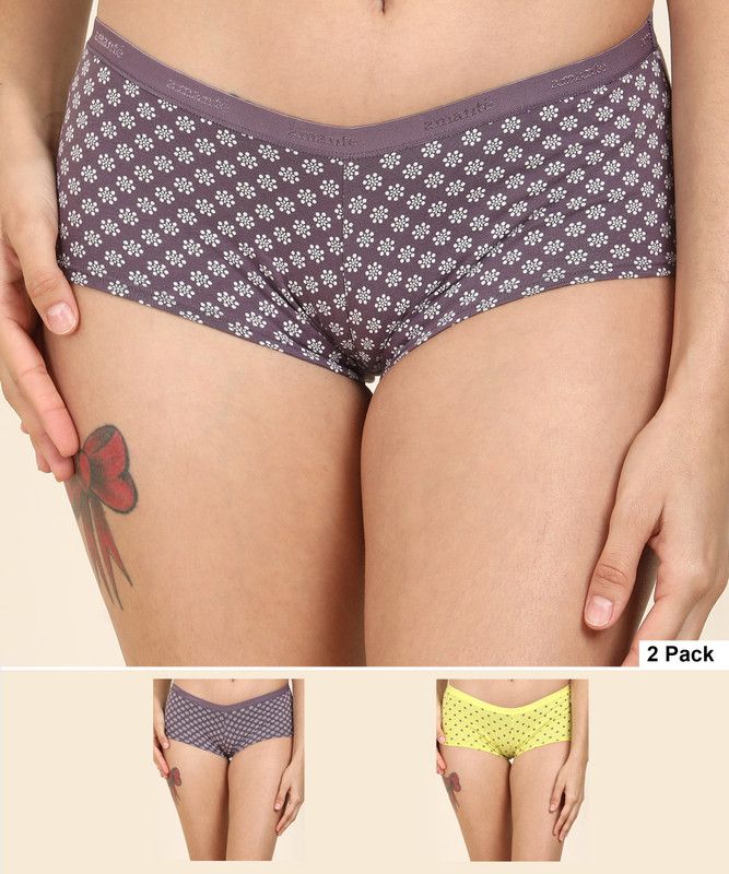 Pack of 2 Women Boy Short Yellow, Purple Panty