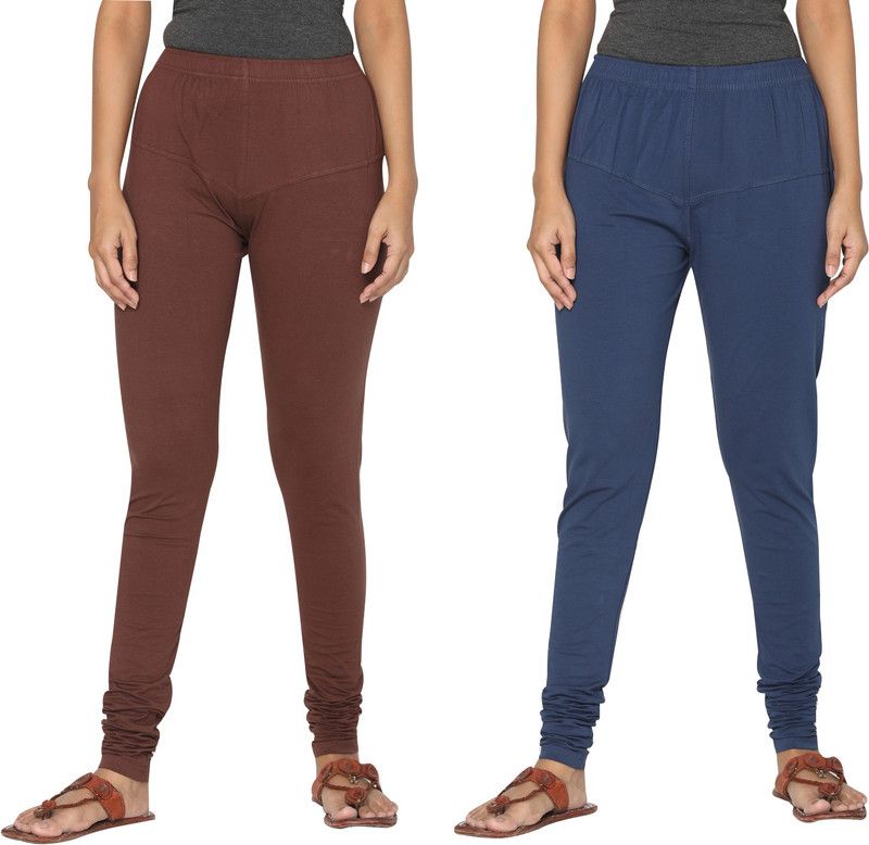 TSG Bliss Churidar Western Wear Legging  (Brown, Dark Blue, Solid)