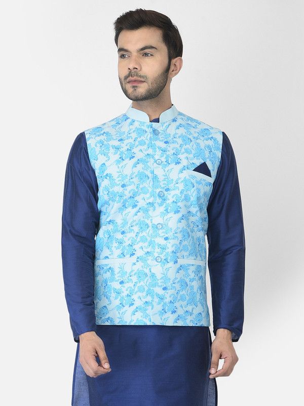 Men Floral Print Nehru Jacket