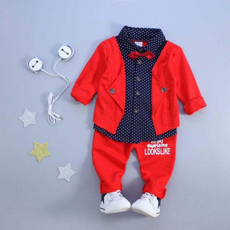 Baby Boys Party(Festive) Shirt Trouser, Blazer  (Red)