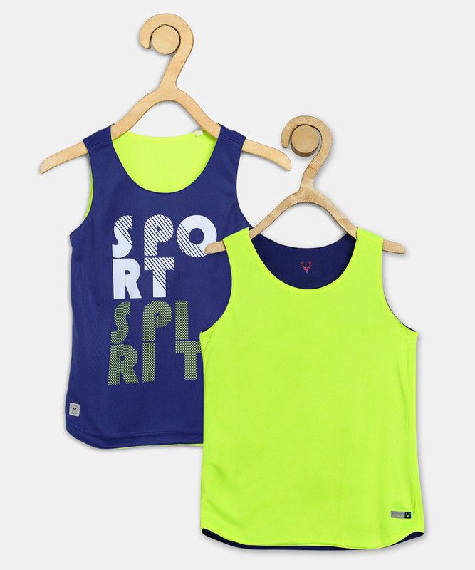 Boys Printed Polyester T Shirt  (Blue, Pack of 1)