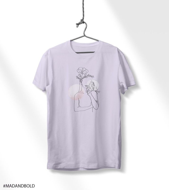 Women Graphic Print Round Neck Pure Cotton Purple T-Shirt