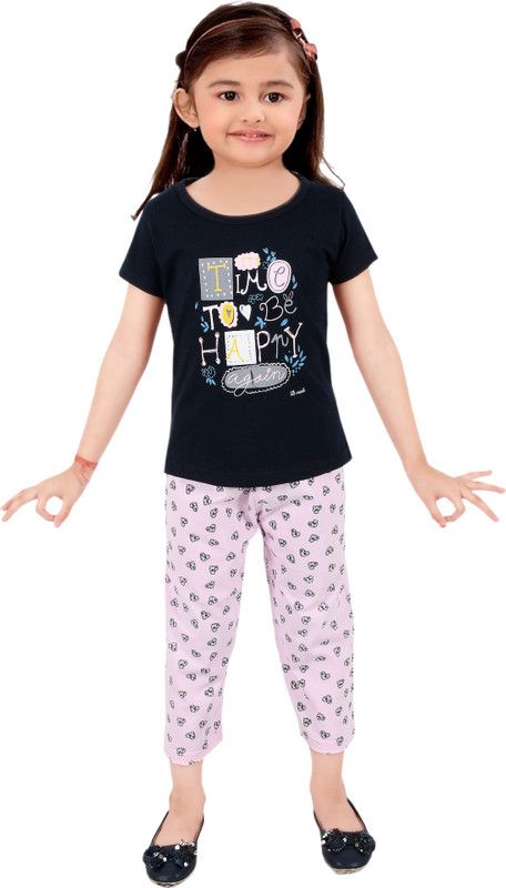 Girls Printed Hosiery, Hosiery Kids Nightwear  (Pink Pack of 1)