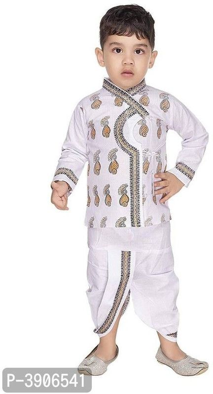 Boys Cotton Blend Kurta and Dhoti Pant Set  (Pack of 1)