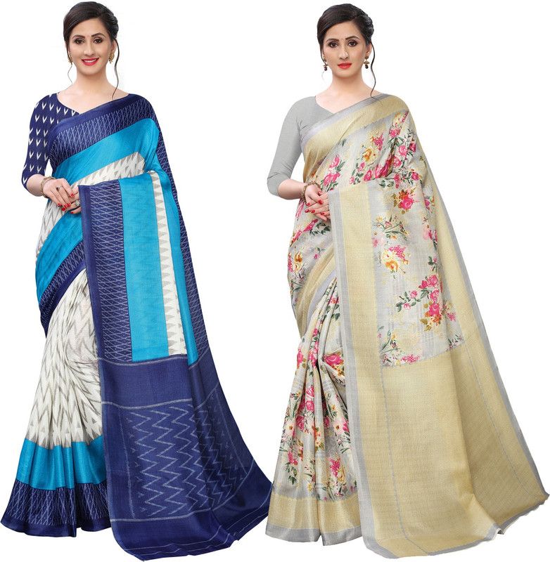 Daily Wear Art Silk Saree  (Pack of 2, Multicolor)