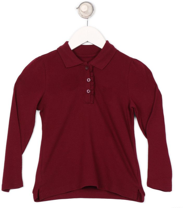 Girls Solid Cotton Blend T Shirt  (Maroon, Pack of 1)