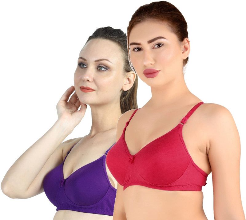 Pack of 2 Women T-Shirt Non Padded Bra  (Blue, Pink)
