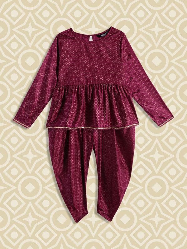 Baby Girls Party(Festive) Top Dhoti Pant  (Pink)