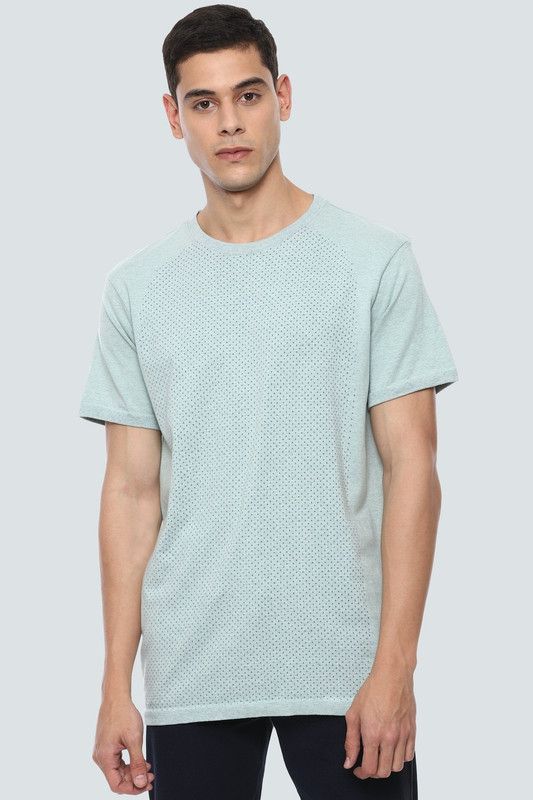 BLUE LINE Men Printed Round Neck Pure Cotton Blue T-Shirt