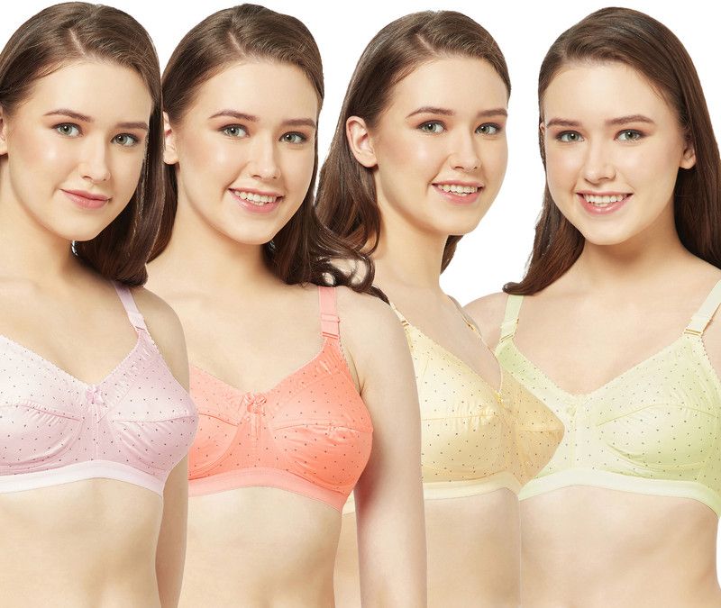Pack of 4 Women Everyday Non Padded Bra  (Orange, Yellow, Pink, Beige)