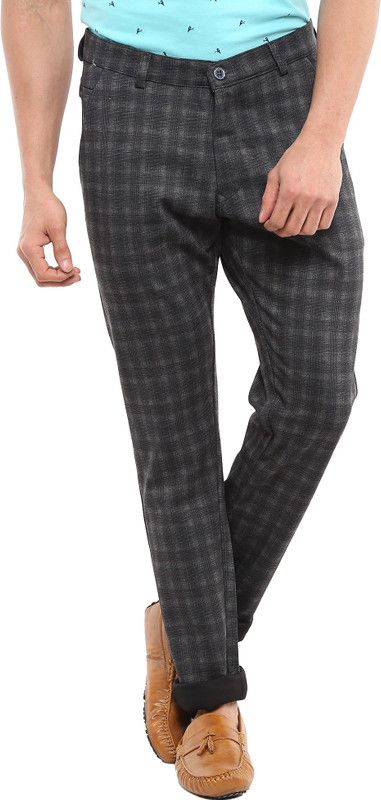 Men Regular Fit Grey, Grey Polycotton Trousers