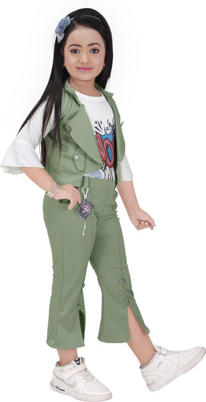 Girls Party(Festive) Capri Top  (Grey)