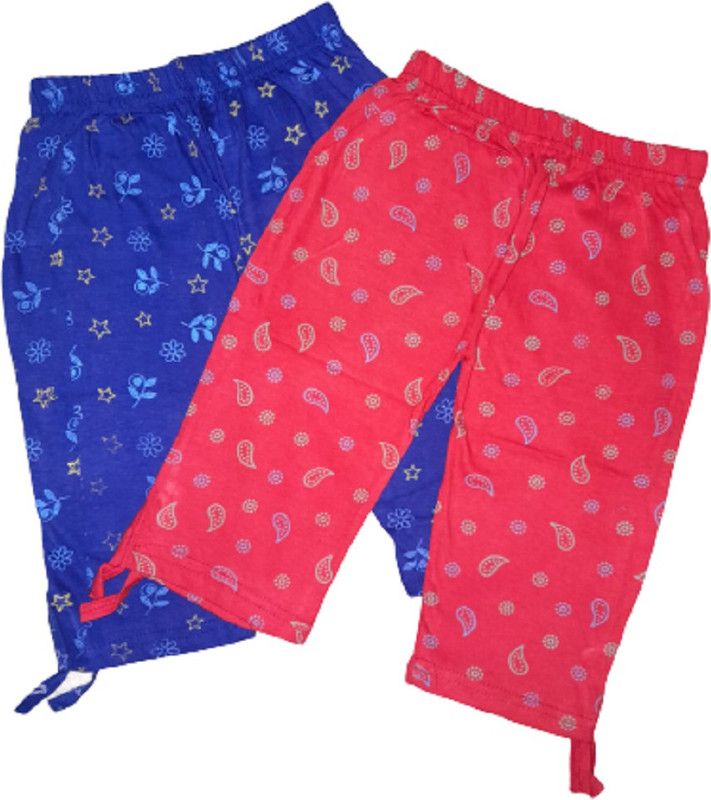 Capri For Girls Casual Printed Hosiery  (Red Pack of 2)