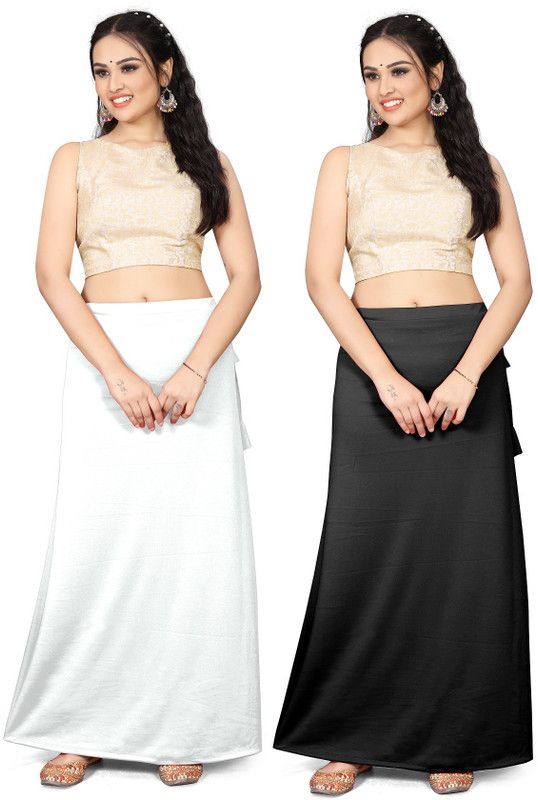 vaitan Saree Petticoat Shapewear 2Pc Combo Black White Lycra Blend Petticoat  (Free)