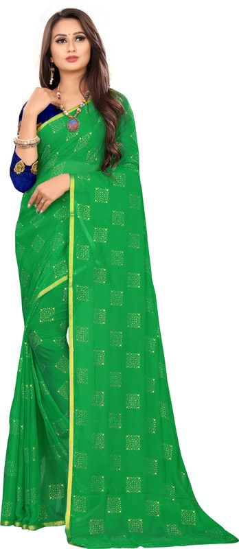Printed Bollywood Chiffon, Georgette Saree  (Green)