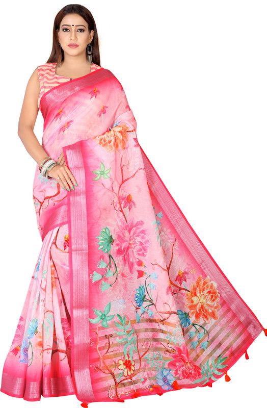 Digital Print Bollywood Silk Blend Saree  (Multicolor)