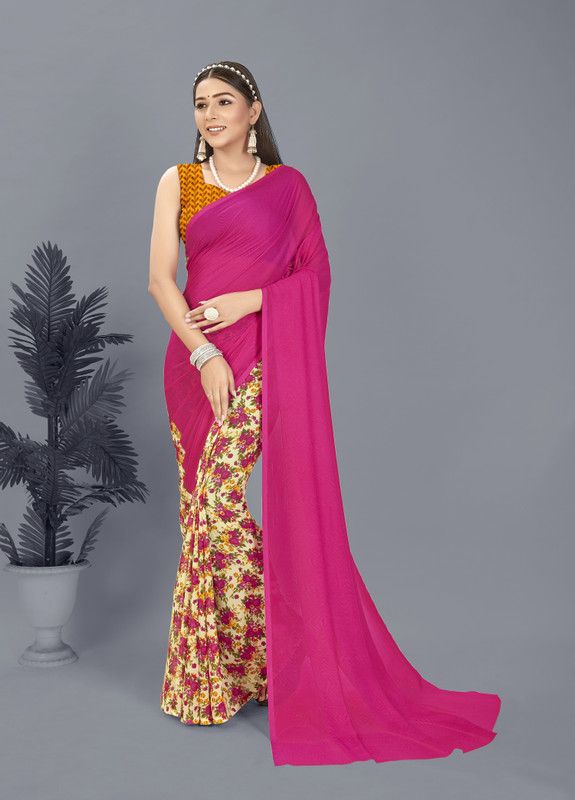 Bollywood Georgette Saree  (Pink, Beige)