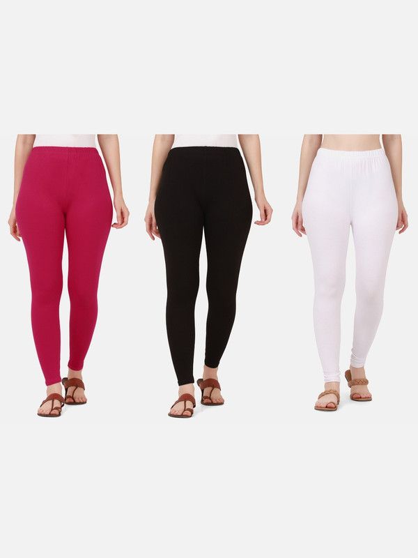 BuyNewTrend Ankle Length Western Wear Legging  (Pink, Black, White, Solid)