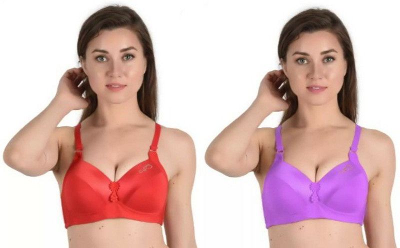 Pack of 2 Women Push-up Lightly Padded Bra  (Red, Purple)