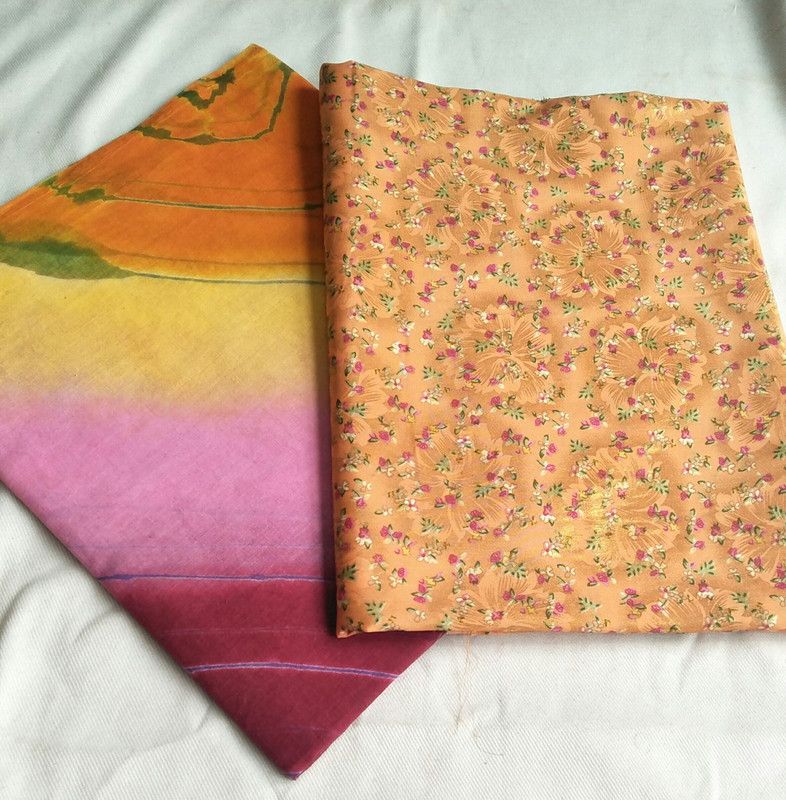 Floral Print Semi Stitched Rajasthani Poshak  (Orange)