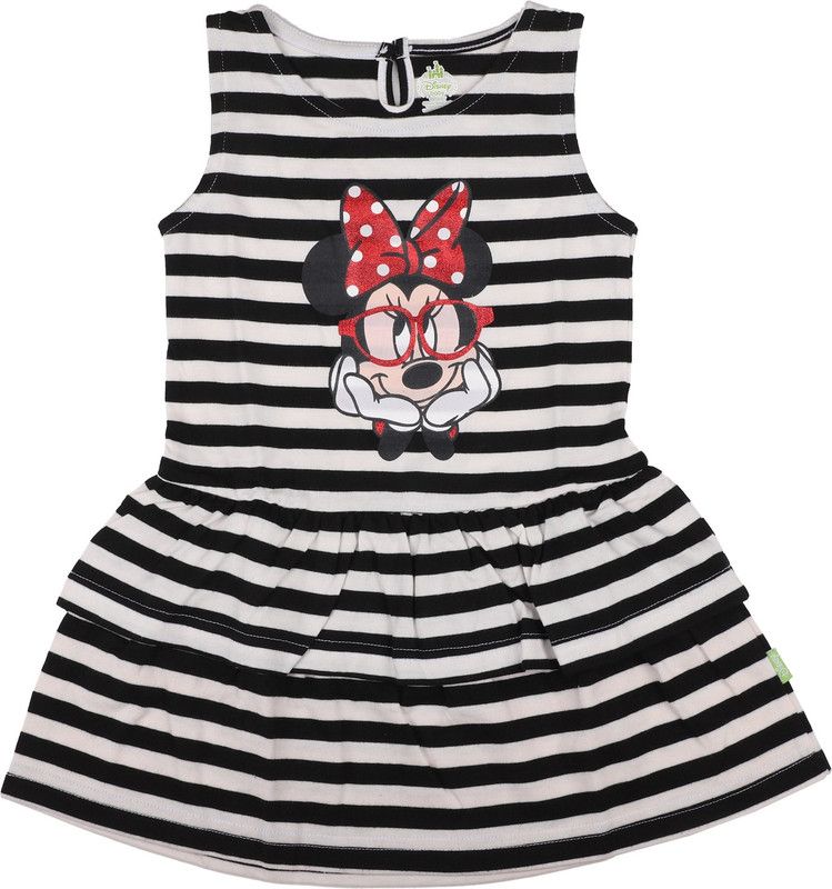 Minnie Girls Above Knee Casual Dress  (Black, Sleeveless)