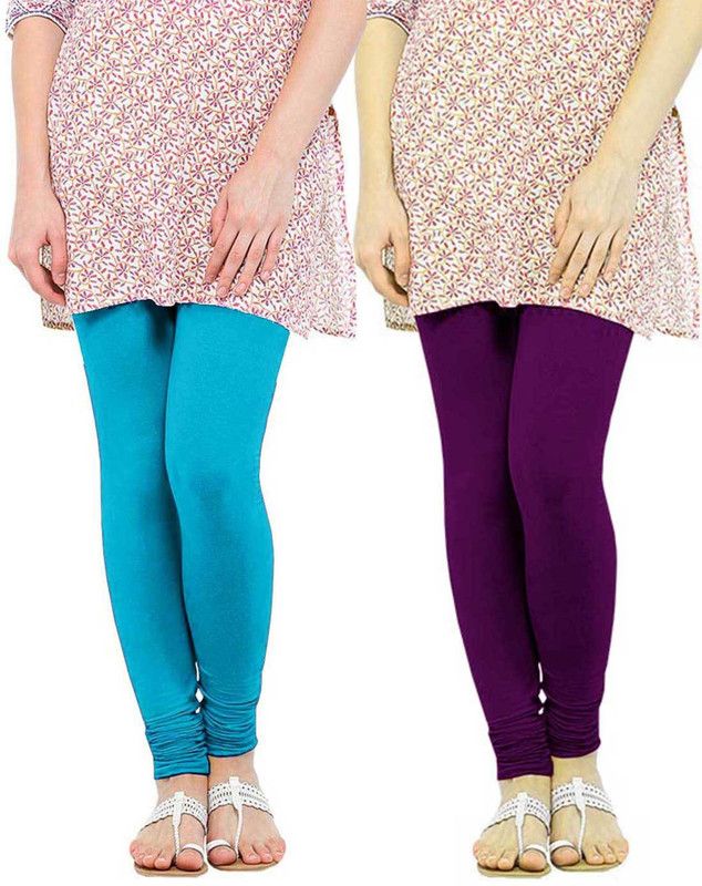 RRTBZ Churidar Ethnic Wear Legging  (Purple, Light Blue, Solid)
