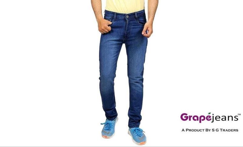Men Slim Mid Rise Blue Jeans