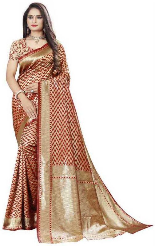 Solid/Plain Banarasi Pure Silk Saree  (Maroon)