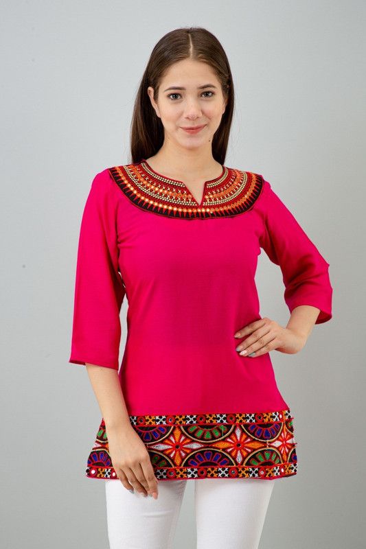 Party Embroidered Women Pink Top