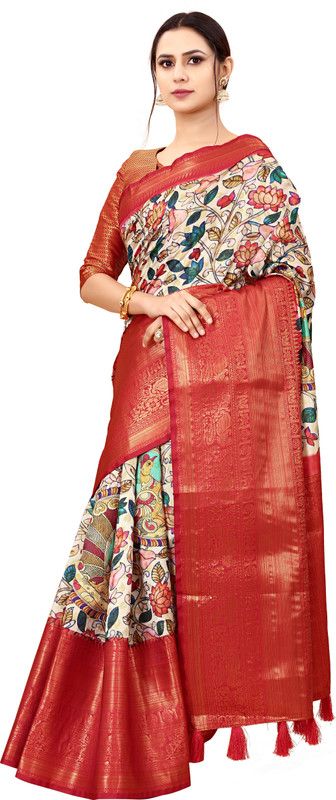 Floral Print Daily Wear Jacquard, Pure Silk Saree  (Green)