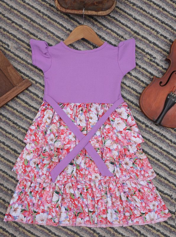 Girls Calf Length Casual Dress  (Purple, Sleeveless)