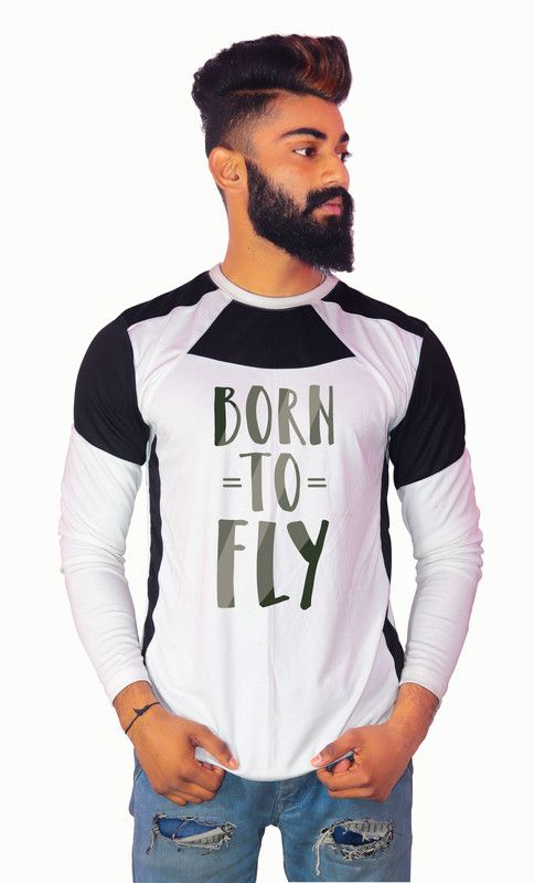 Men Color Block Round Neck Poly Cotton White, Black, Grey T-Shirt