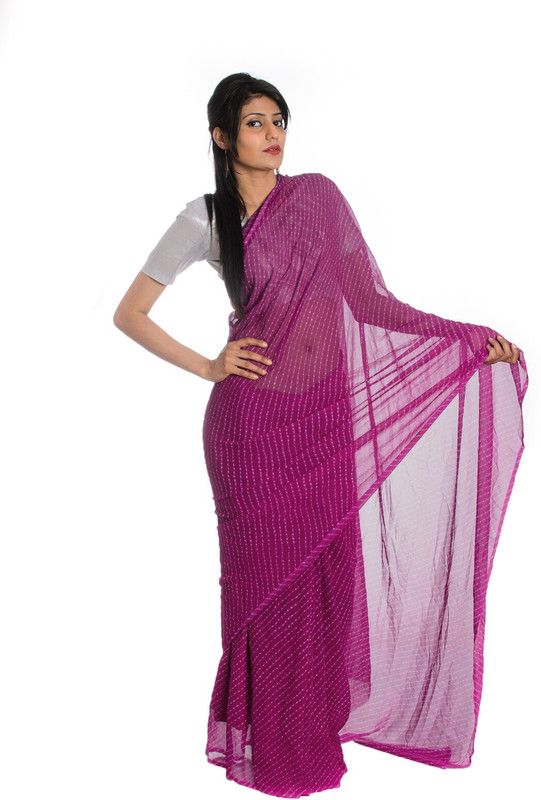 Printed Leheria Handloom Georgette Saree  (Pink)