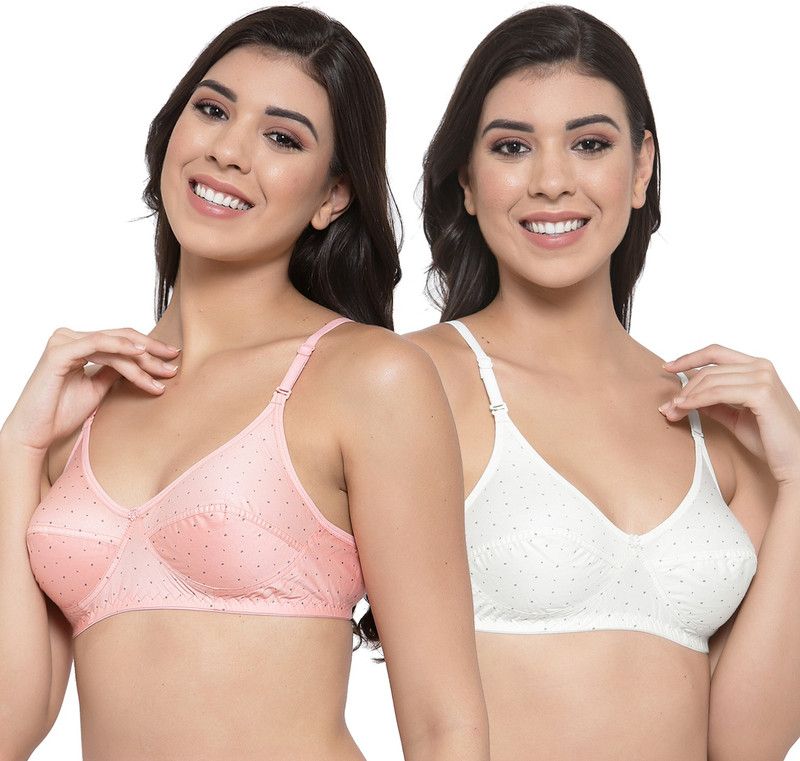 Women T-Shirt Non Padded Bra  (White, Pink)