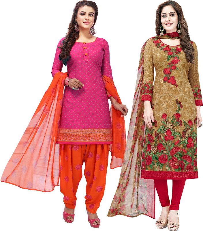 Unstitched Polycotton Salwar Suit Material Solid, Printed