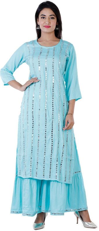 Women Kurta and Salwar Set Cotton Rayon