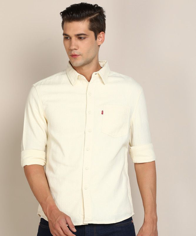 Men Slim Fit Geometric Print Spread Collar Casual Shirt