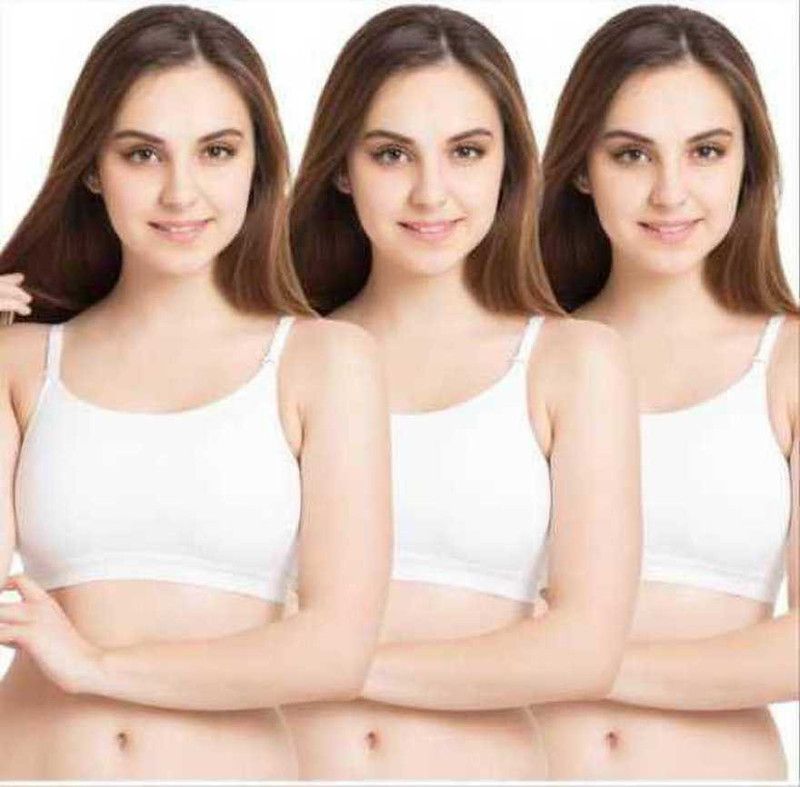 Pack of 3 Women Sports Non Padded Bra  (White)