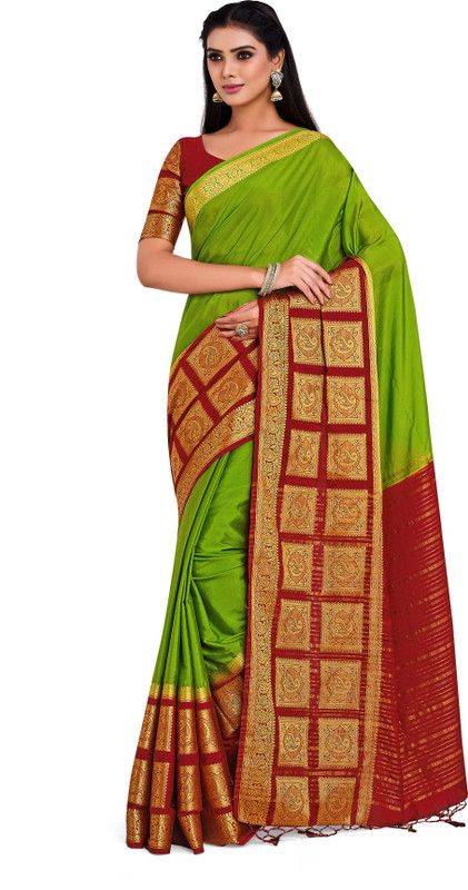 Woven Mysore Crepe Saree  (Multicolor)