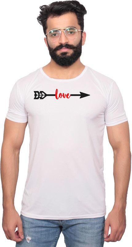 NNCPL--1701068 -M Men Graphic Print Round Neck Polyester White T-Shirt