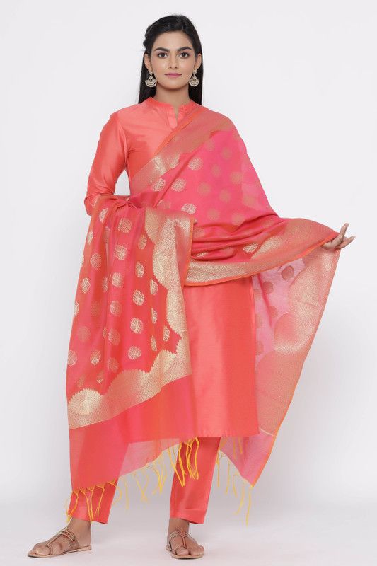 Women Kurta and Dupatta Set Polyester