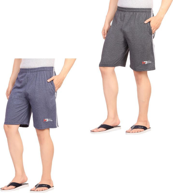 Pack of 2 Dyed/Washed Men Multicolor Bermuda Shorts, Regular Shorts, Casual Shorts