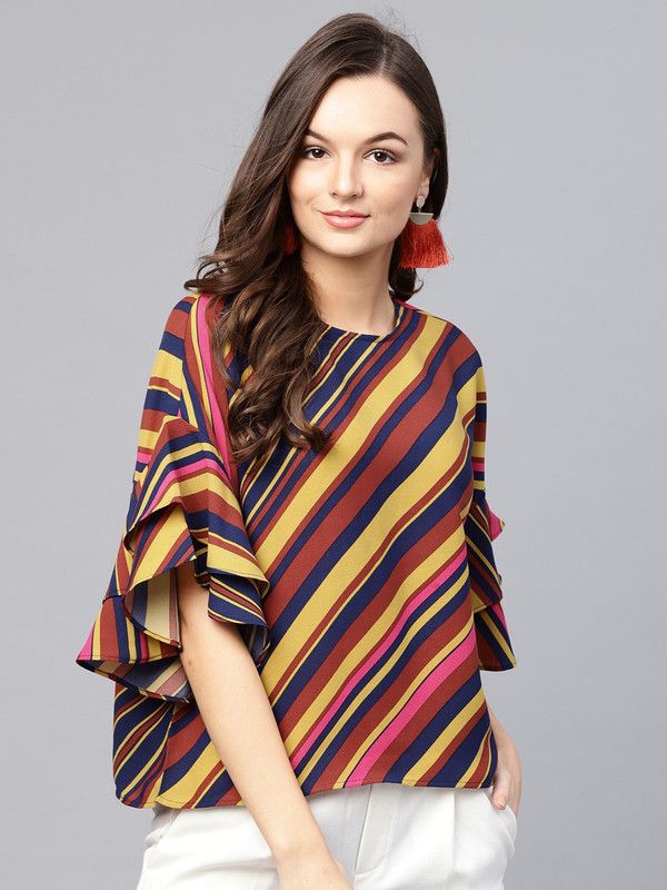 Casual Layered Printed Women Multicolor Top