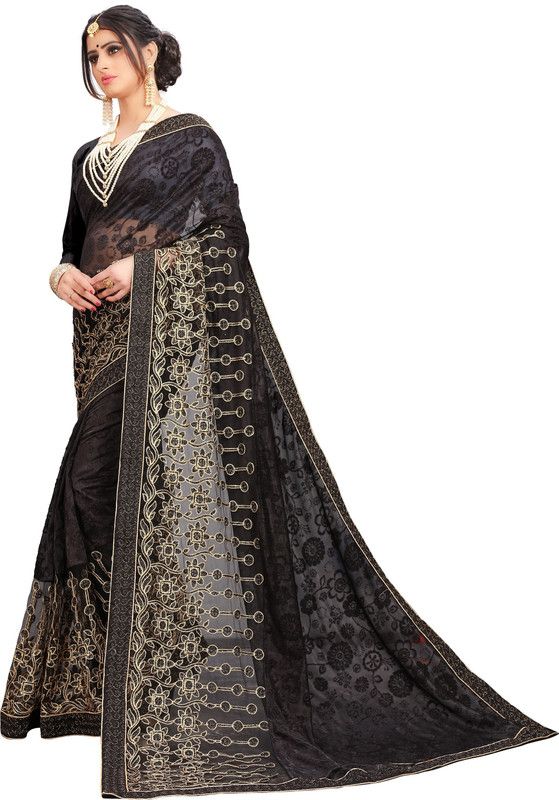 Bollywood Silk Blend Saree  (Black)