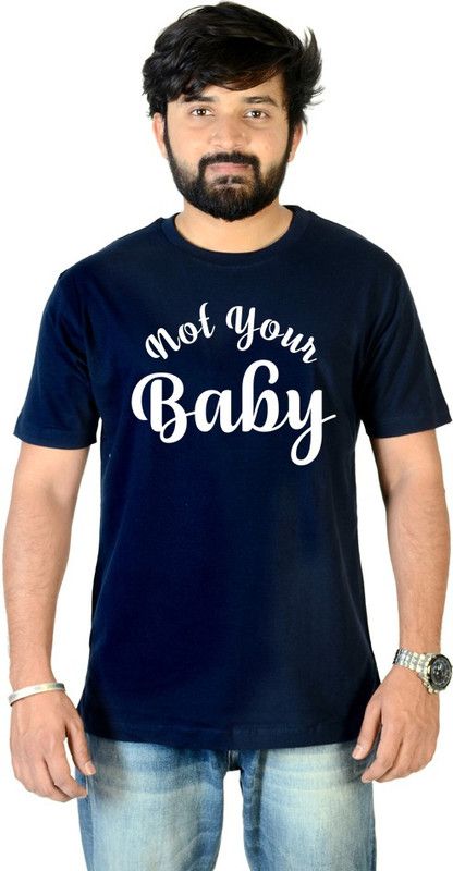 Typography Men Dark Blue T-Shirt